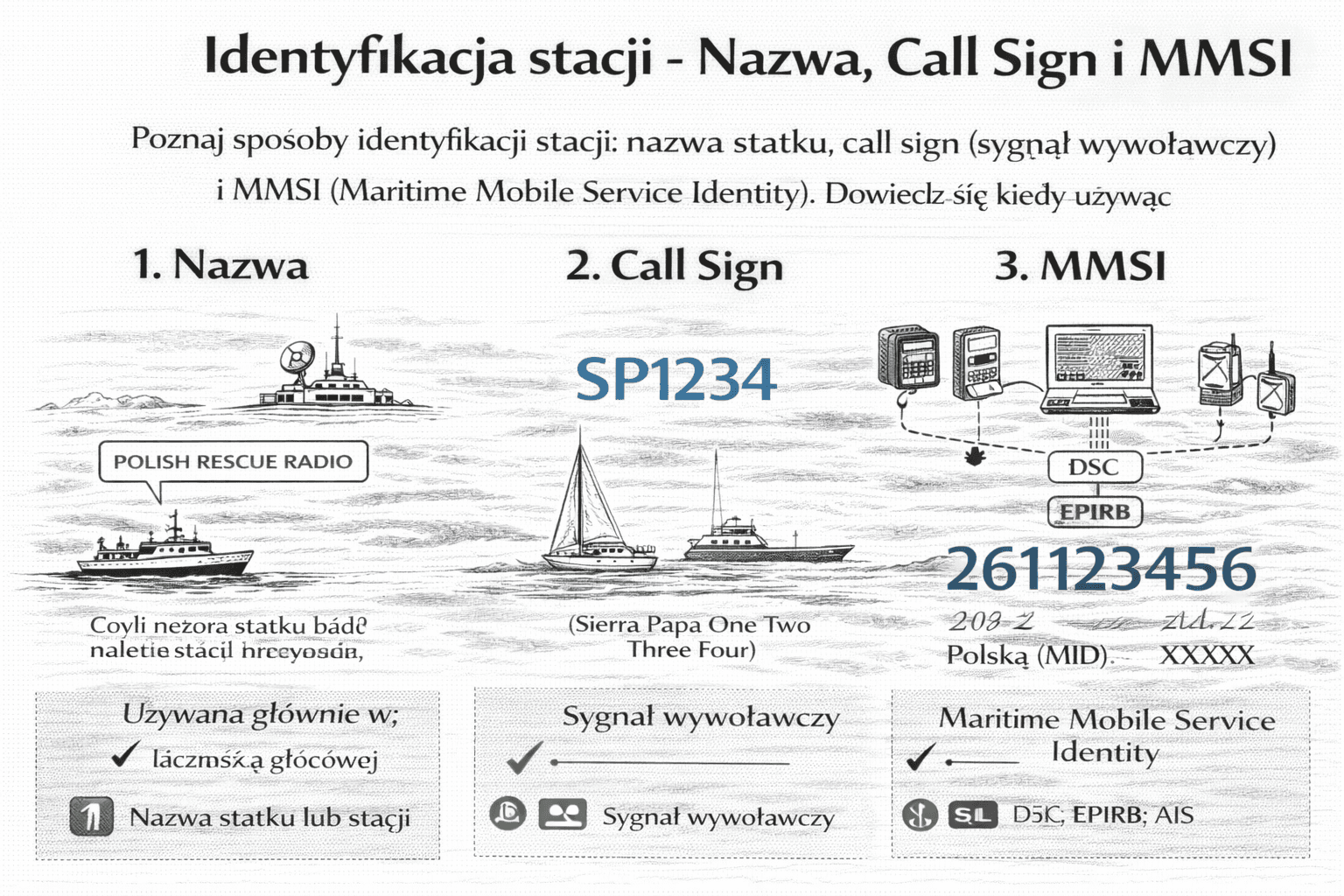 Identyfikacja stacji - Nazwa, Call Sign i MMSI