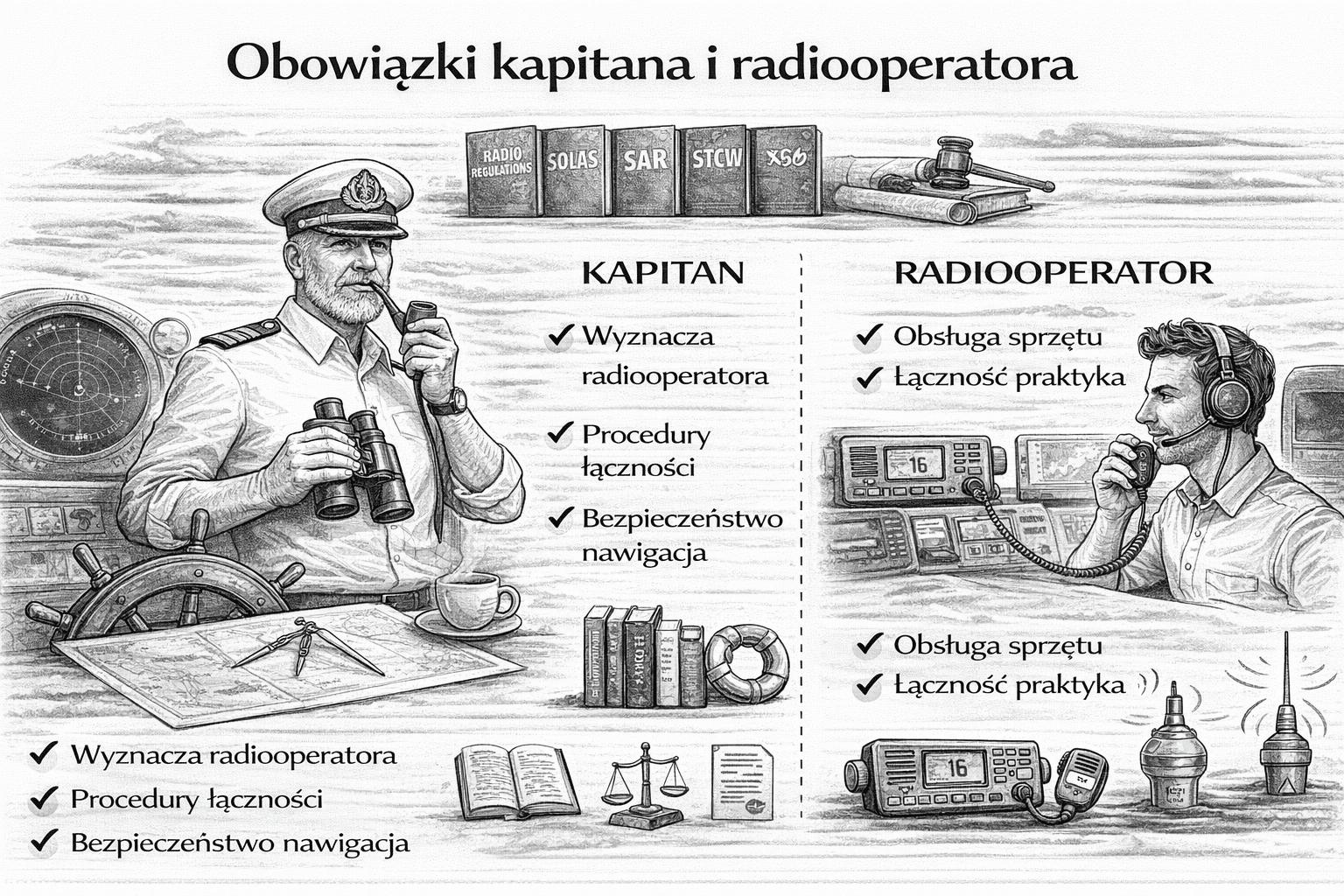 Obowiązki kapitana i radiooperatora